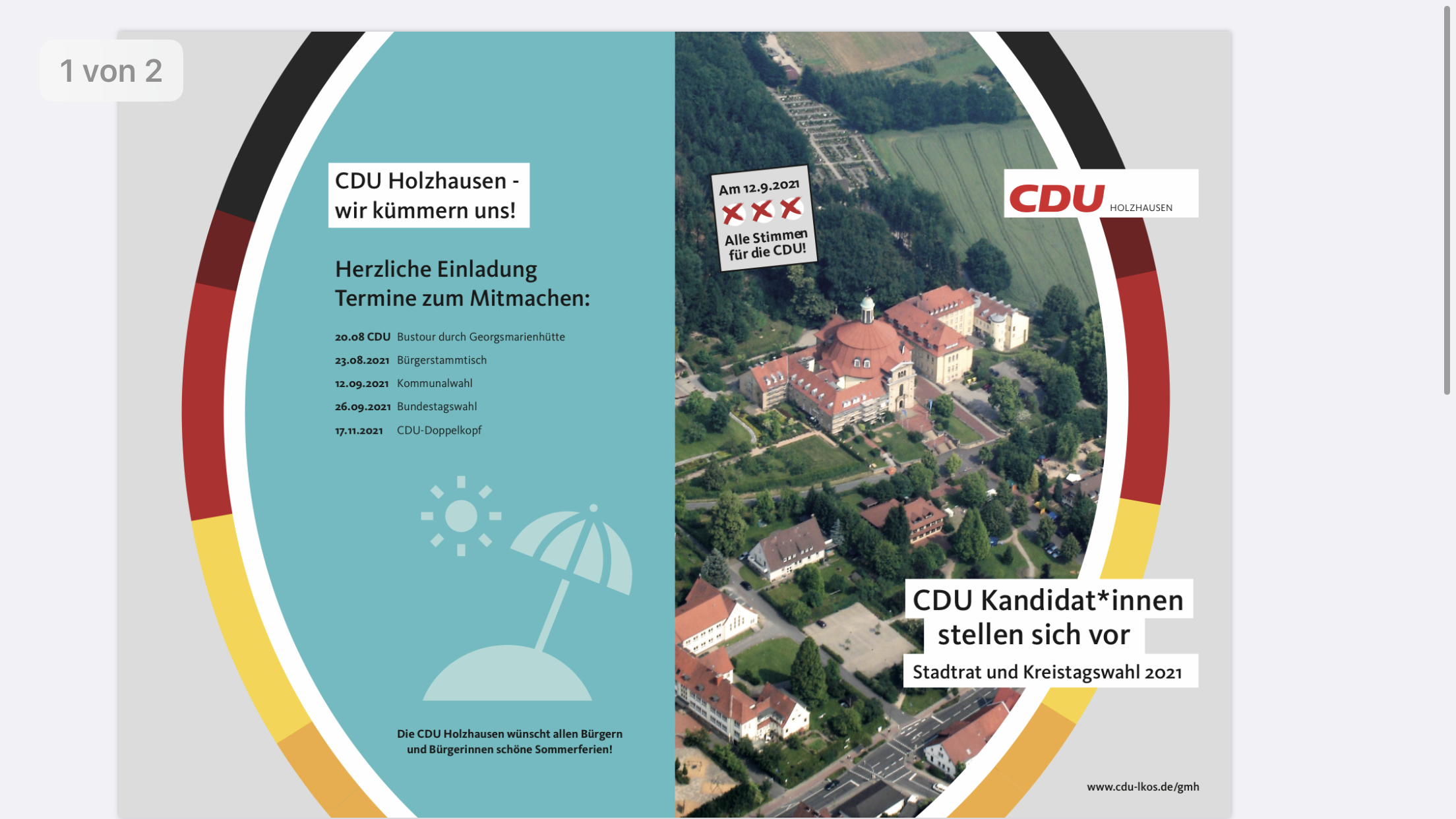 Flyer der CDU Holzhausen für die Kommunalwahl 2021