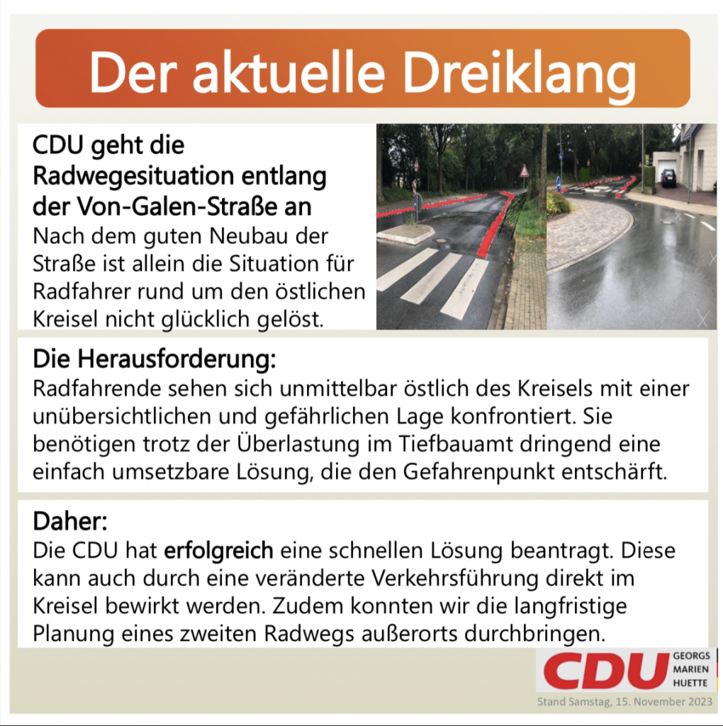 Verbesserung der Radwegesituation entlang der Von-Galen-Straße